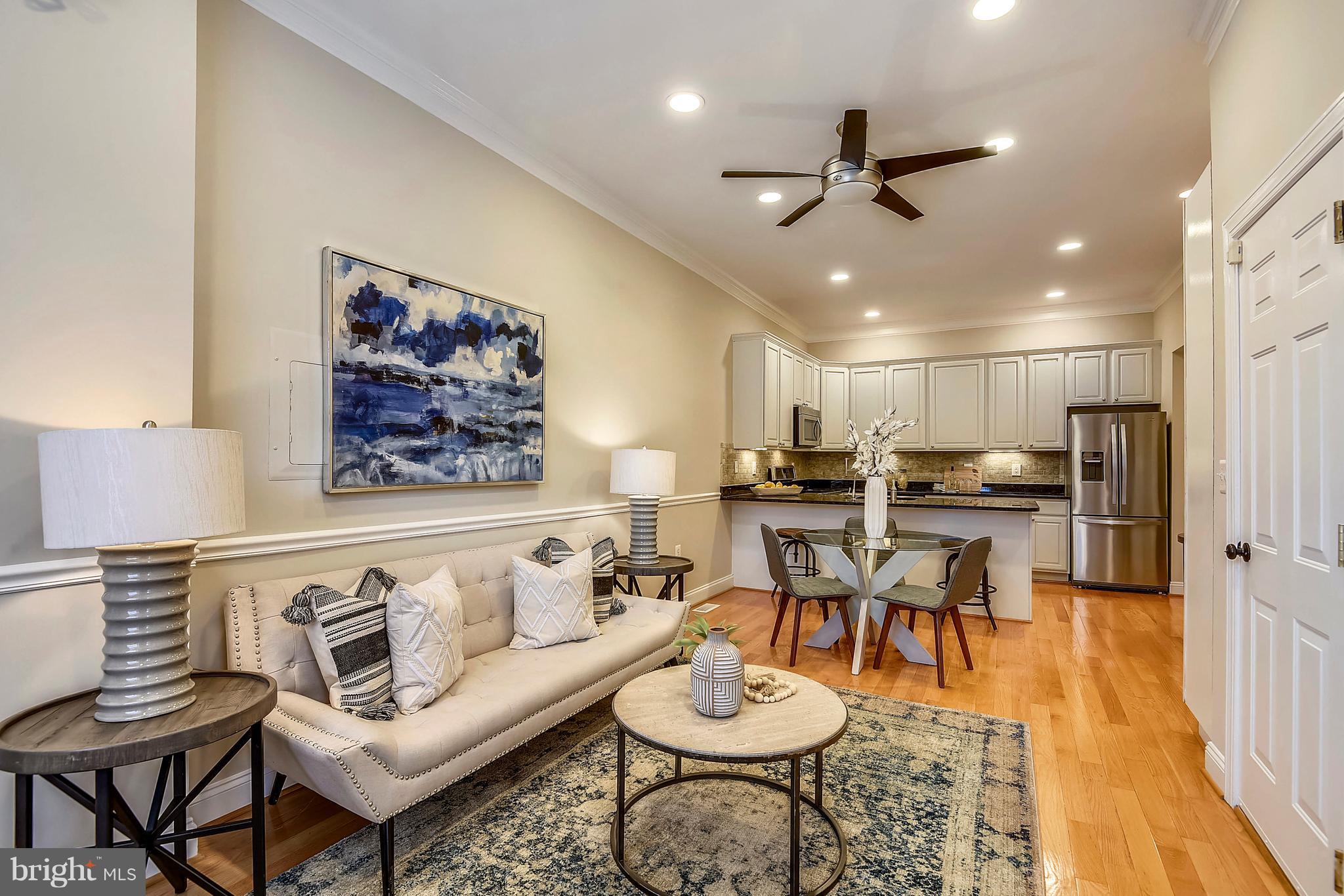 1634 6th Street Northwest, Unit 1 Washington, DC 20001 - Photo 5 of 36 Living Room, Dining Room & Kitchen-Oak Hardwood!