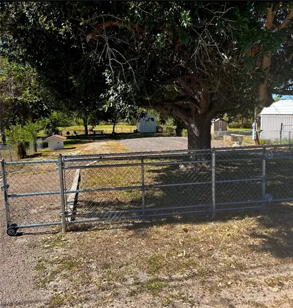 a view of a bench in a yard