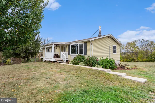 a view of a house with backyard and trees
