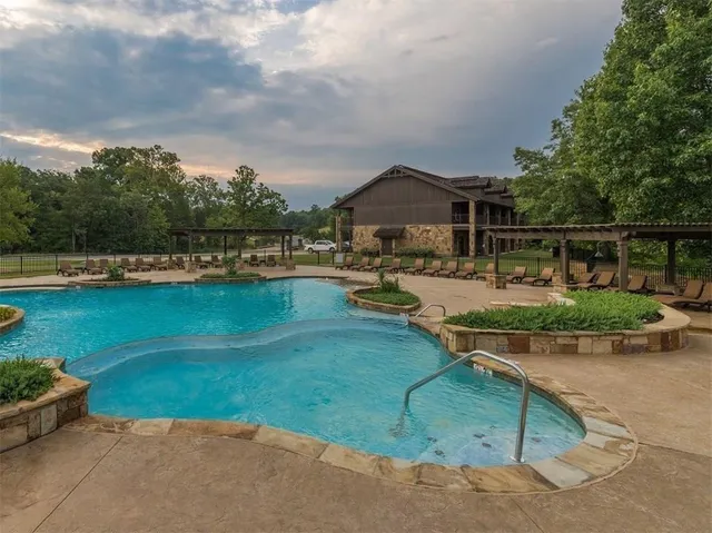 a view of a lake with a big yard