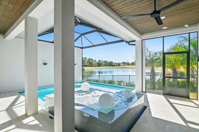 a living room with couch and a table