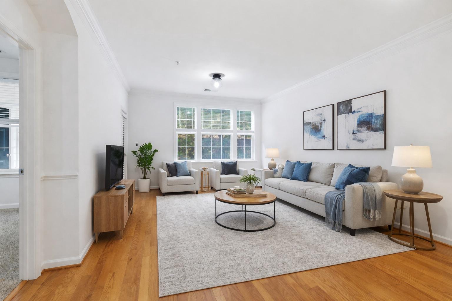 31 Booth Street, Unit B55 Gaithersburg, MD 20878 - Photo 7 of 30 a living room with furniture and a large window