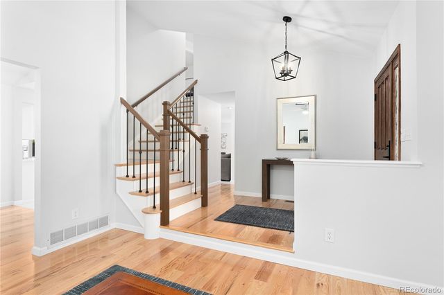 a view of a hallway with windows