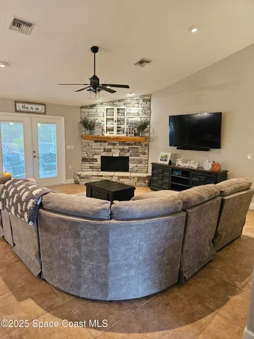 a living room with furniture