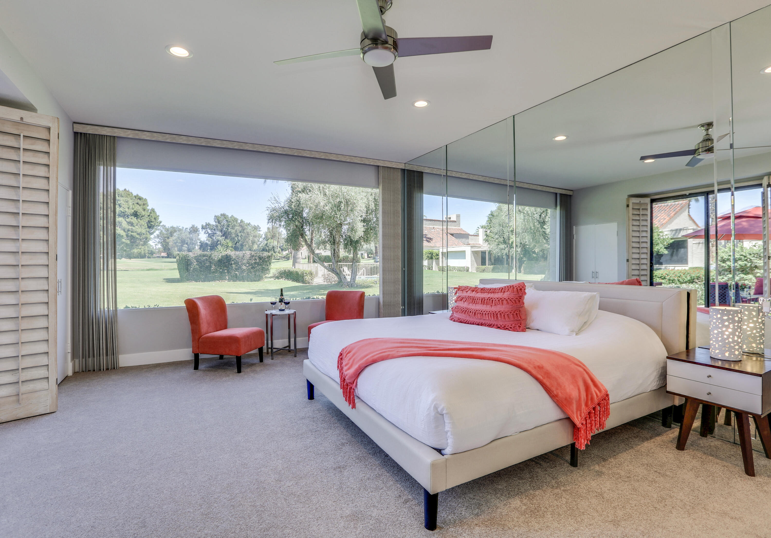 136 Desert W Drive Rancho Mirage, CA 92270 - Photo 27 of 46 a bedroom with a bed and a balcony