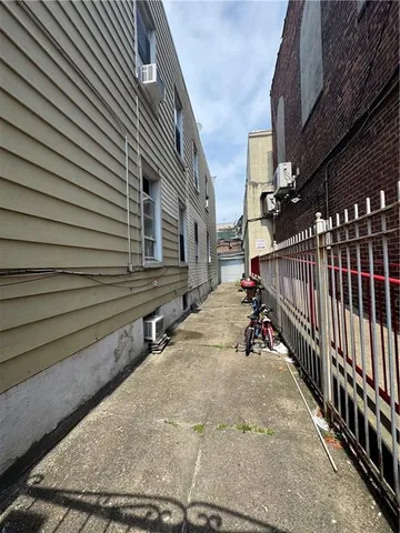 a view of a garage with storage