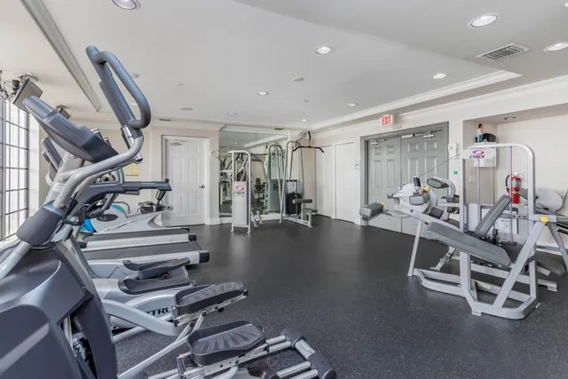 a view of a room with gym equipment