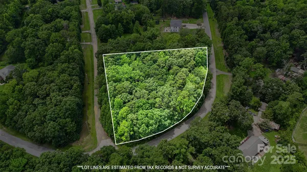 an aerial view of a yard