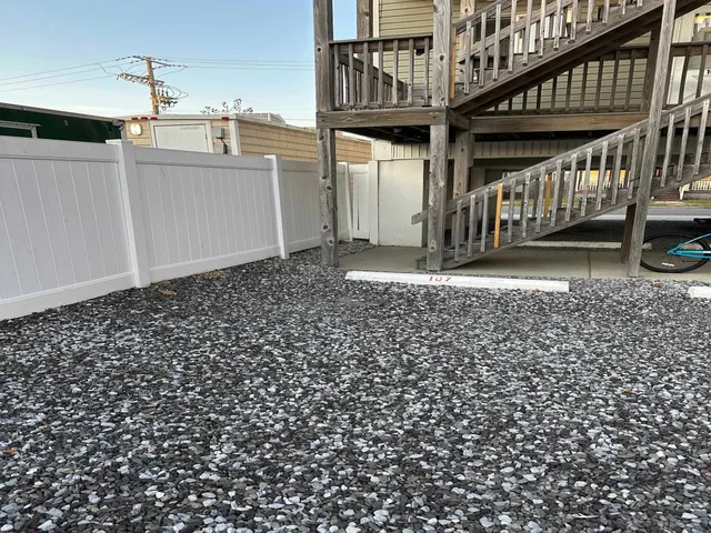 a view of a bench in garage