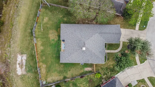 an aerial view of a house