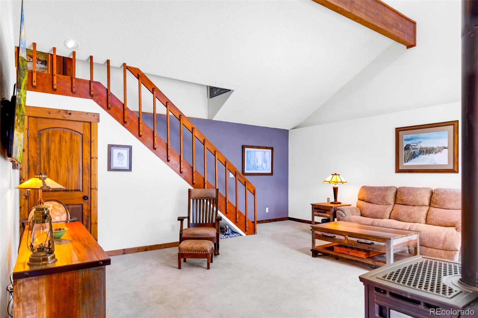 60 Jackson Alma, CO 80420 - Photo 12 of 49 a living room with furniture staircase and a dining table