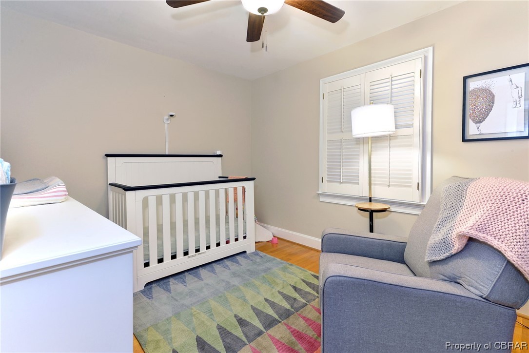 122 Selden Road Newport News, VA 23606 - Photo 20 of 38 Bedroom with hardwood floors and ceiling fan