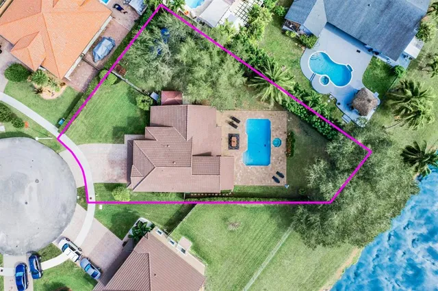 an aerial view of a house