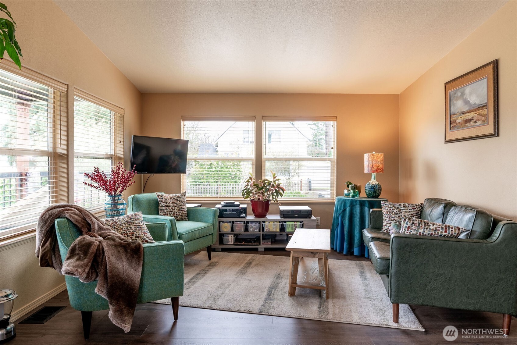 600 Northeast Lincoln Road, Unit 4 Poulsbo, WA 98370 - Photo 8 of 30 a living room with furniture tv and a large window