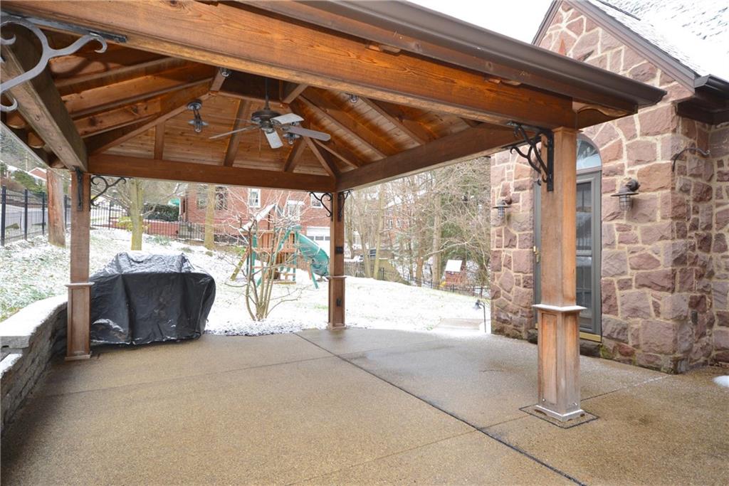 308 Bevington Road Forest Hills, PA 15221 - Photo 24 of 25 This beautiful pergola has direct access from the family room. Exterior lighting, ceiling fan and grill, which is plumbed directly with gas, make this perfect for outdoor entertaining!
