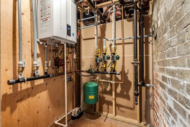 an aerial view of a swimming pool patio and mountain view
