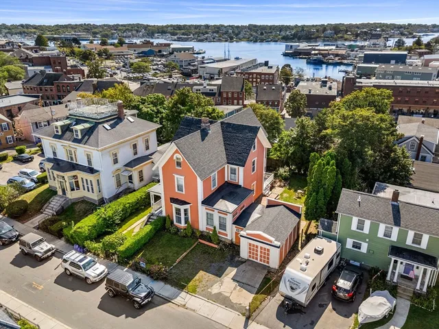a view of a lake with a yard