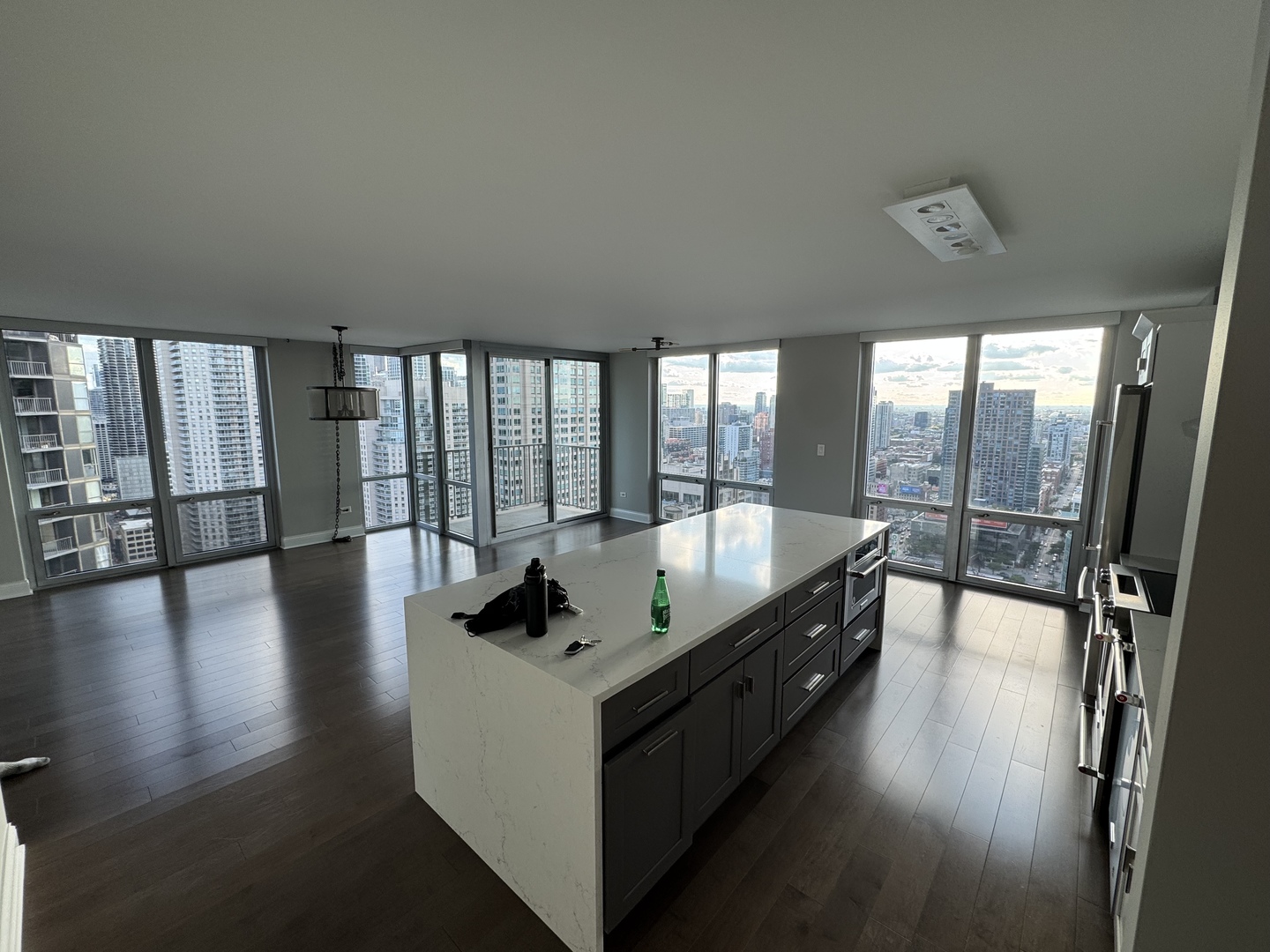 2 East Erie Street, Unit 3605 Chicago, IL 60611 - Photo 2 of 30 a living room with hardwood floor and a large window