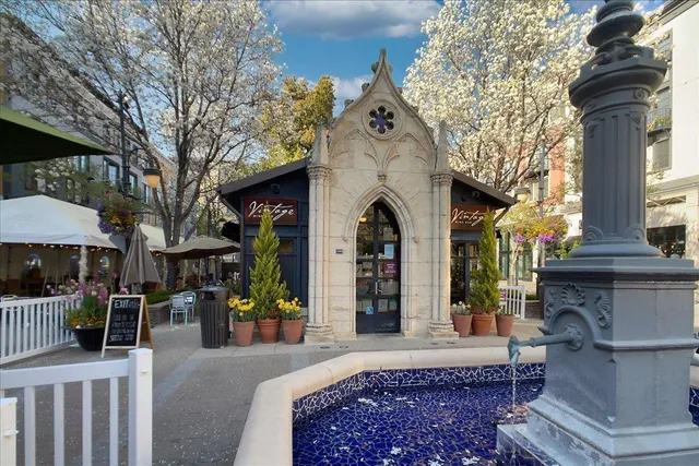 a front view of a building with street view