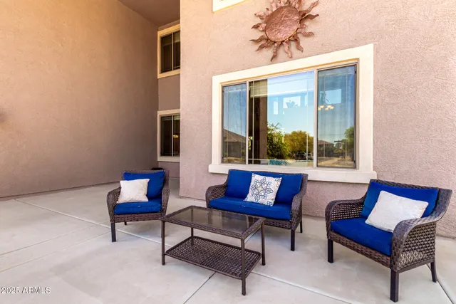 a outdoor living space with furniture
