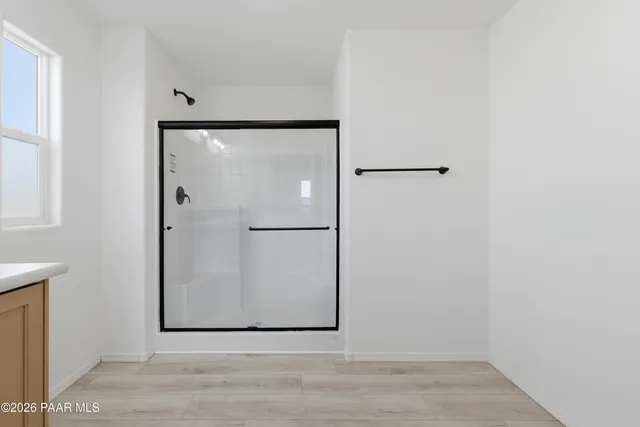 a view of a wooden door