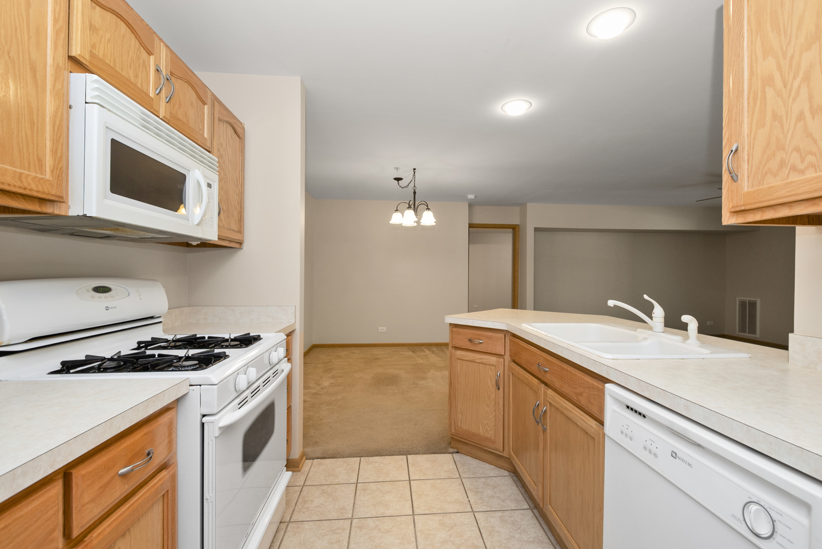 20301 South Pine Hill Road, Unit 1D Frankfort, IL 60423 - Photo 6 of 21 a kitchen with a sink stove and microwave