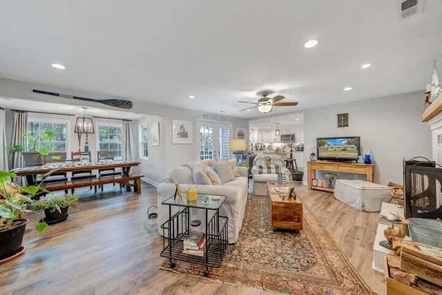 a living room with furniture