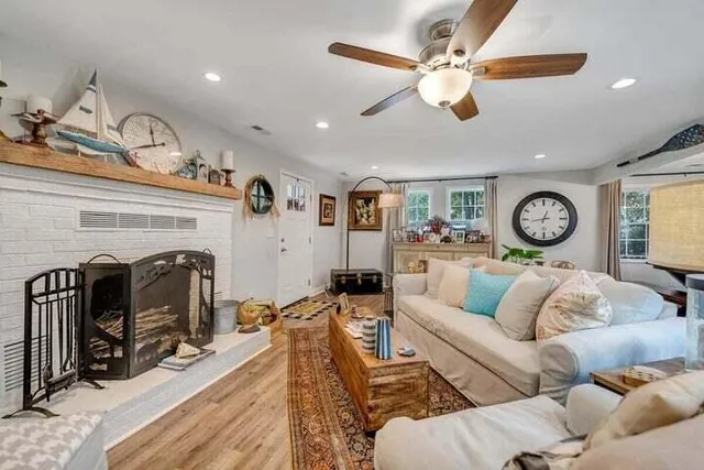 a living room with furniture