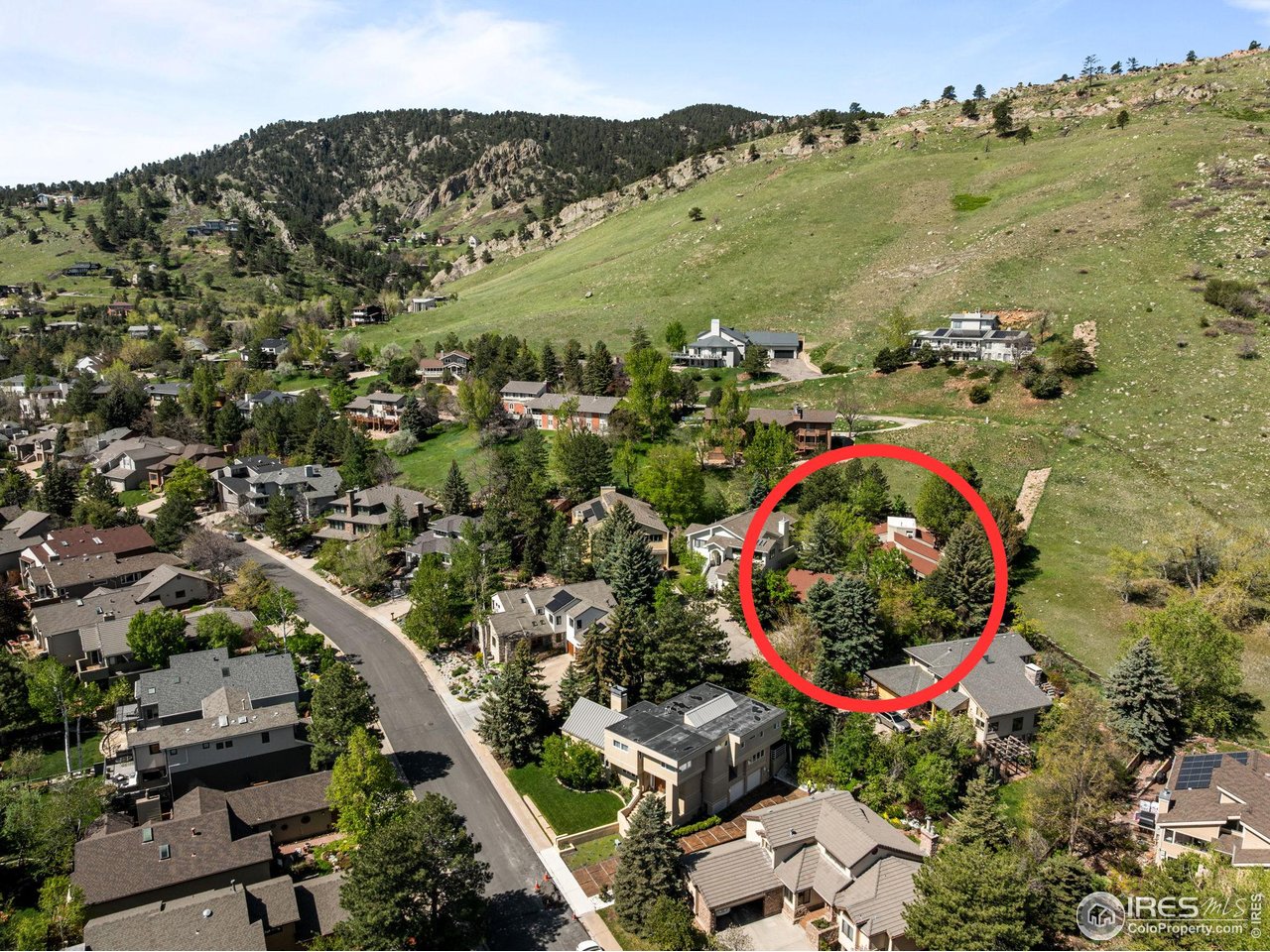 an aerial view of a house
