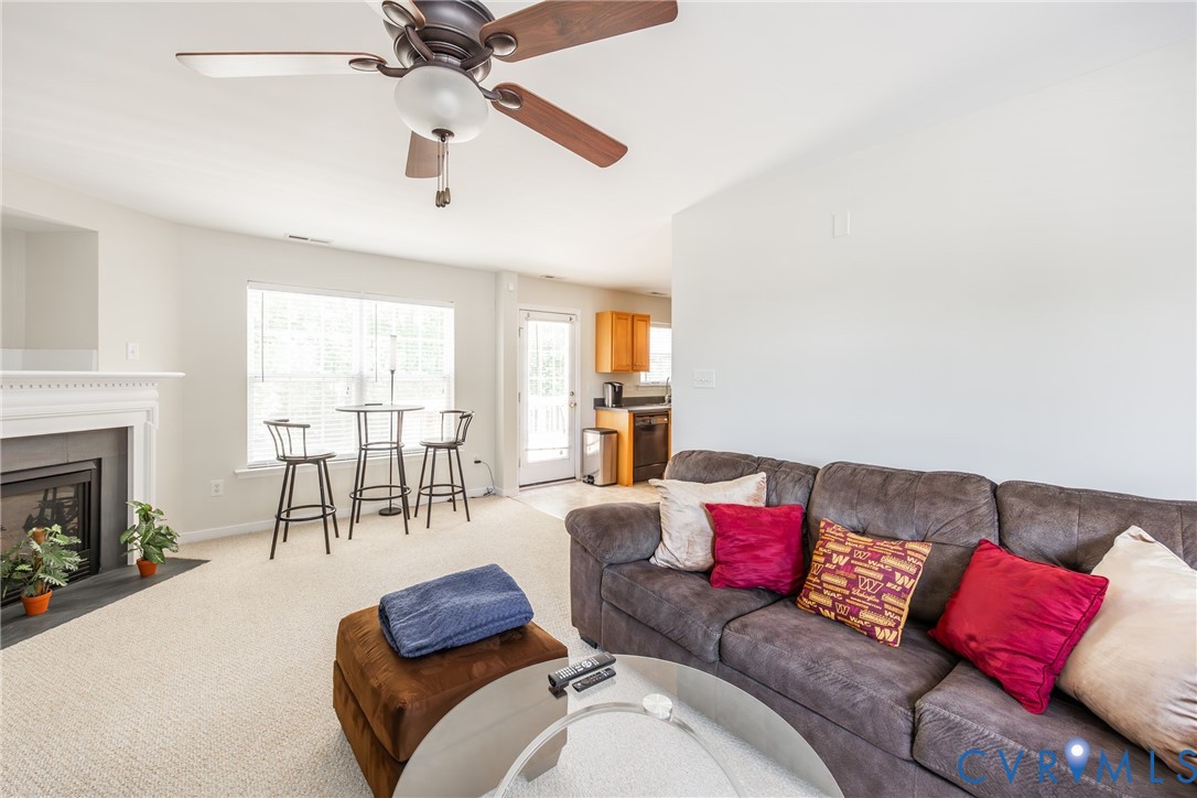 2928 Heather Ridge Drive Henrico, VA 23231 - Photo 11 of 34 Living area featuring a ceiling fan, fireplace wit