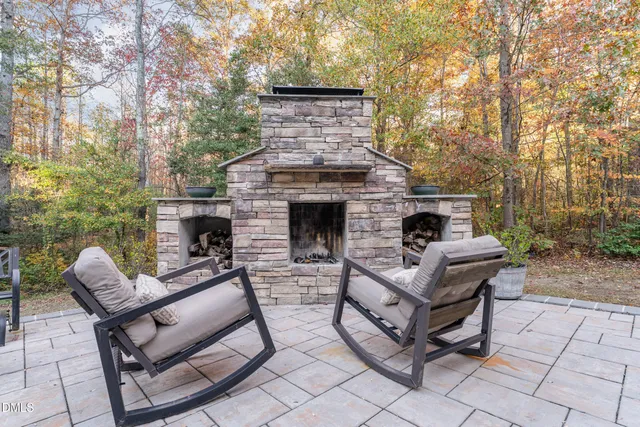 a view of a balcony with furniture