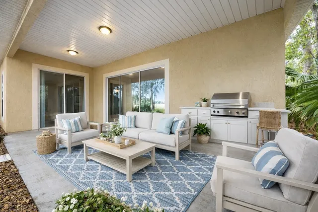 a view of outdoor space with seating