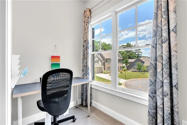 a view of entryway and workspace