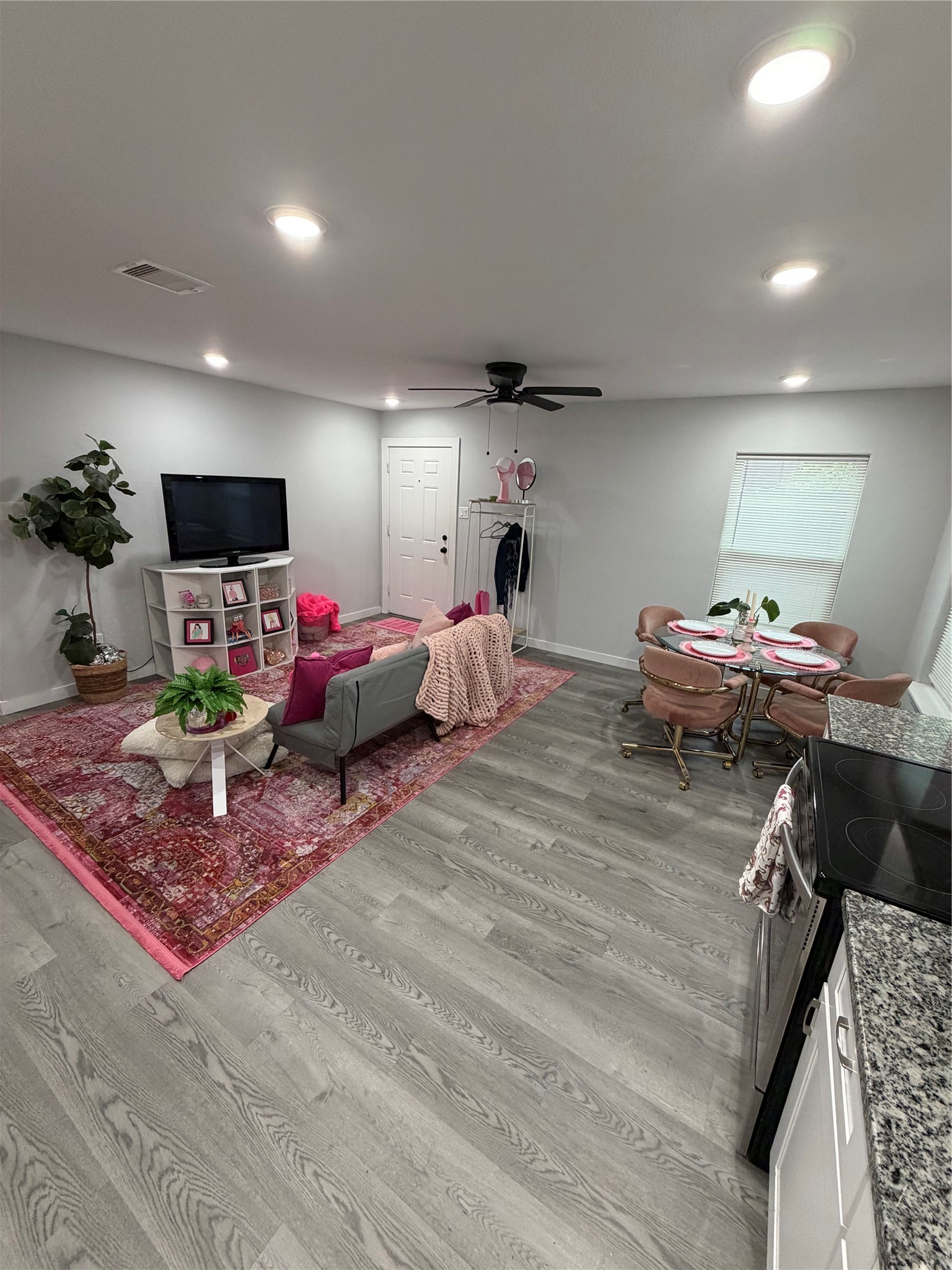 7735 Orebo Street, Unit B Houston, TX 77088 - Photo 4 of 16 The 2nd Picture Of Staging On Living, Dining & Kitchen.
