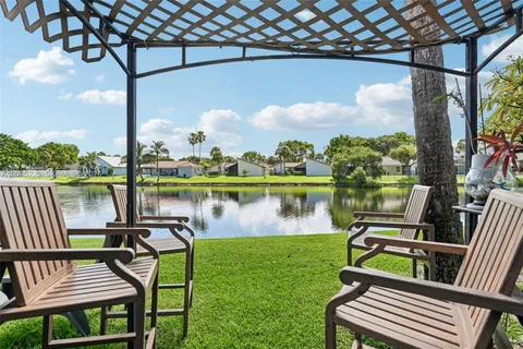 a view of a lake from a balcony