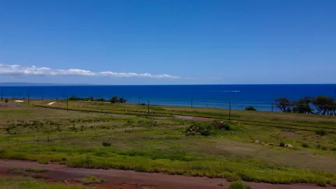a view of an ocean from a yard