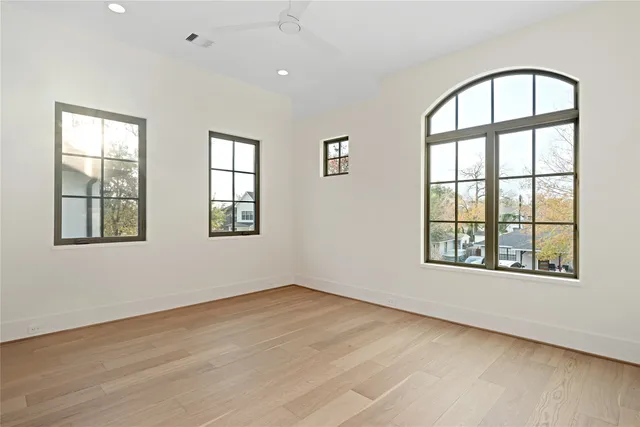 a bathroom with a sink vanity and mirror