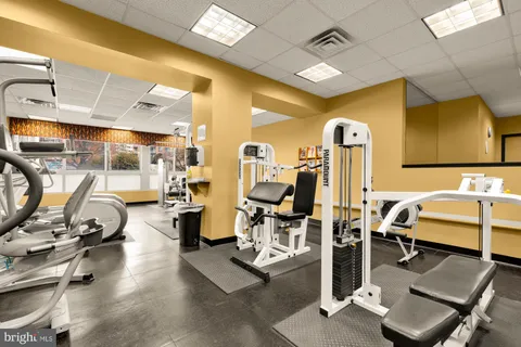 a view of a room with gym equipment