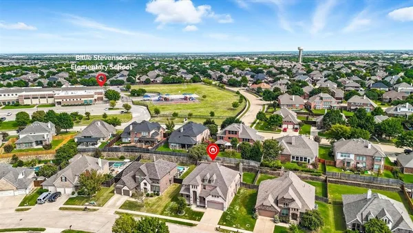 an aerial view of multiple house