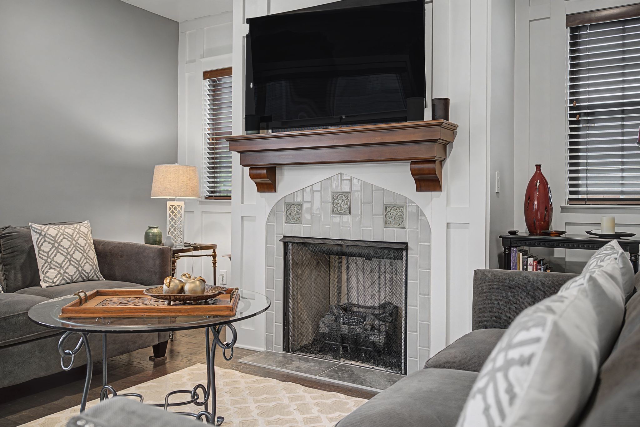 420 Anderson Lane Madison, TN 37115 - Photo 13 of 28 a living room with furniture a flat screen tv and a fireplace