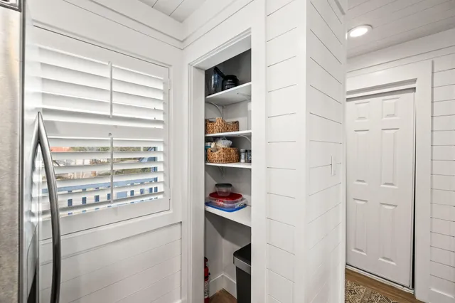 a close up view of a closet