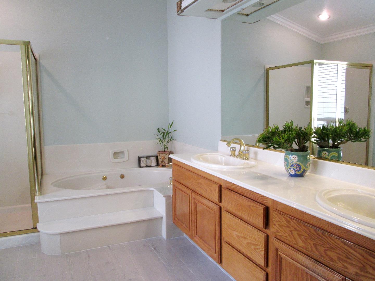 2319 Skyline Drive Milpitas, CA 95035 - Photo 12 of 20 a bathroom with a tub sink and mirror