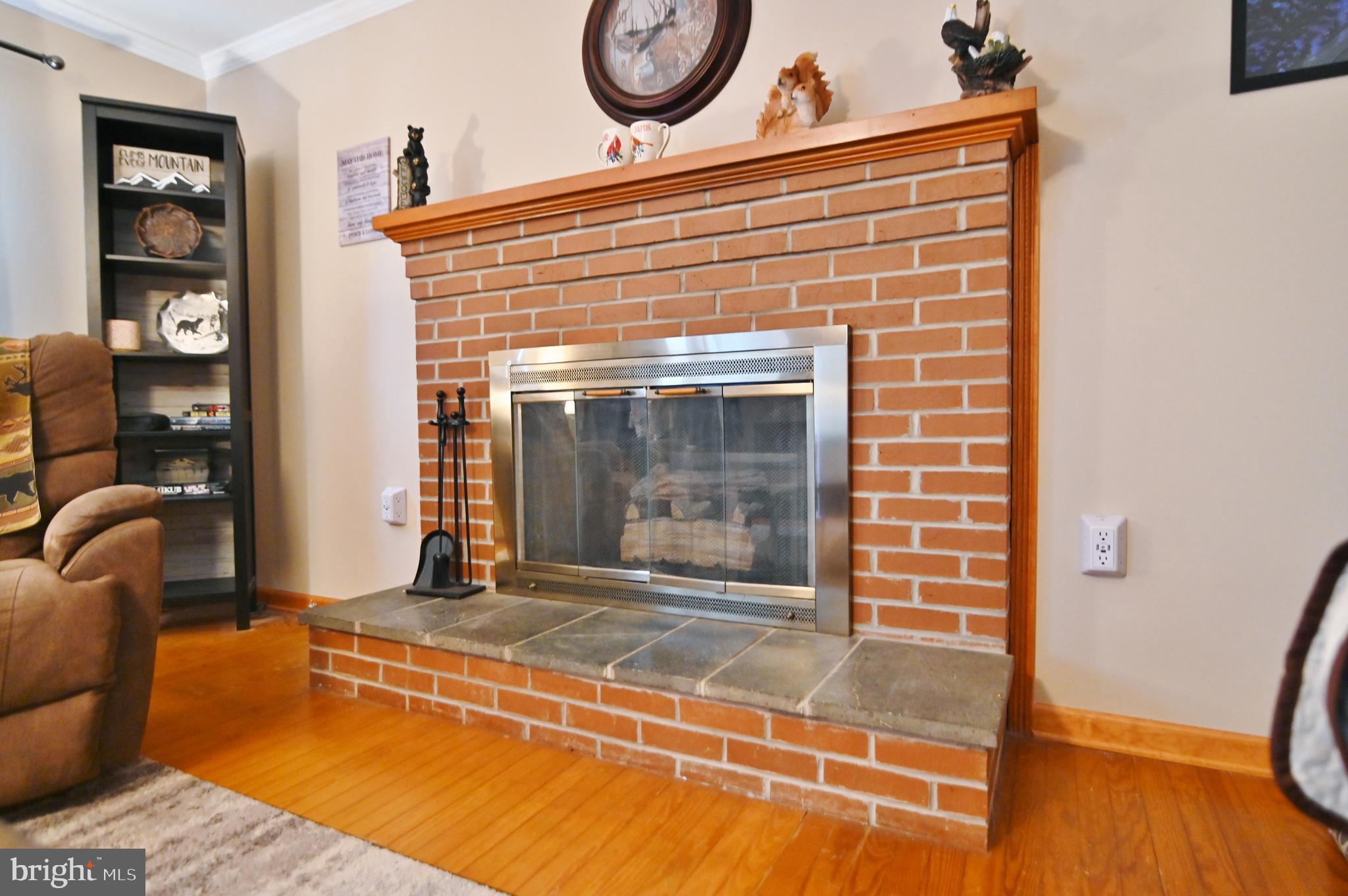 67 Plum Tree Lane Fort Valley, VA 22652 - Photo 20 of 47 a living room with furniture a front door and a fireplace