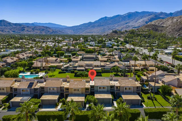 a view of a city with a mountain