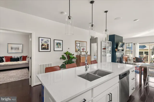 a very nice looking dining room with a table and chairs