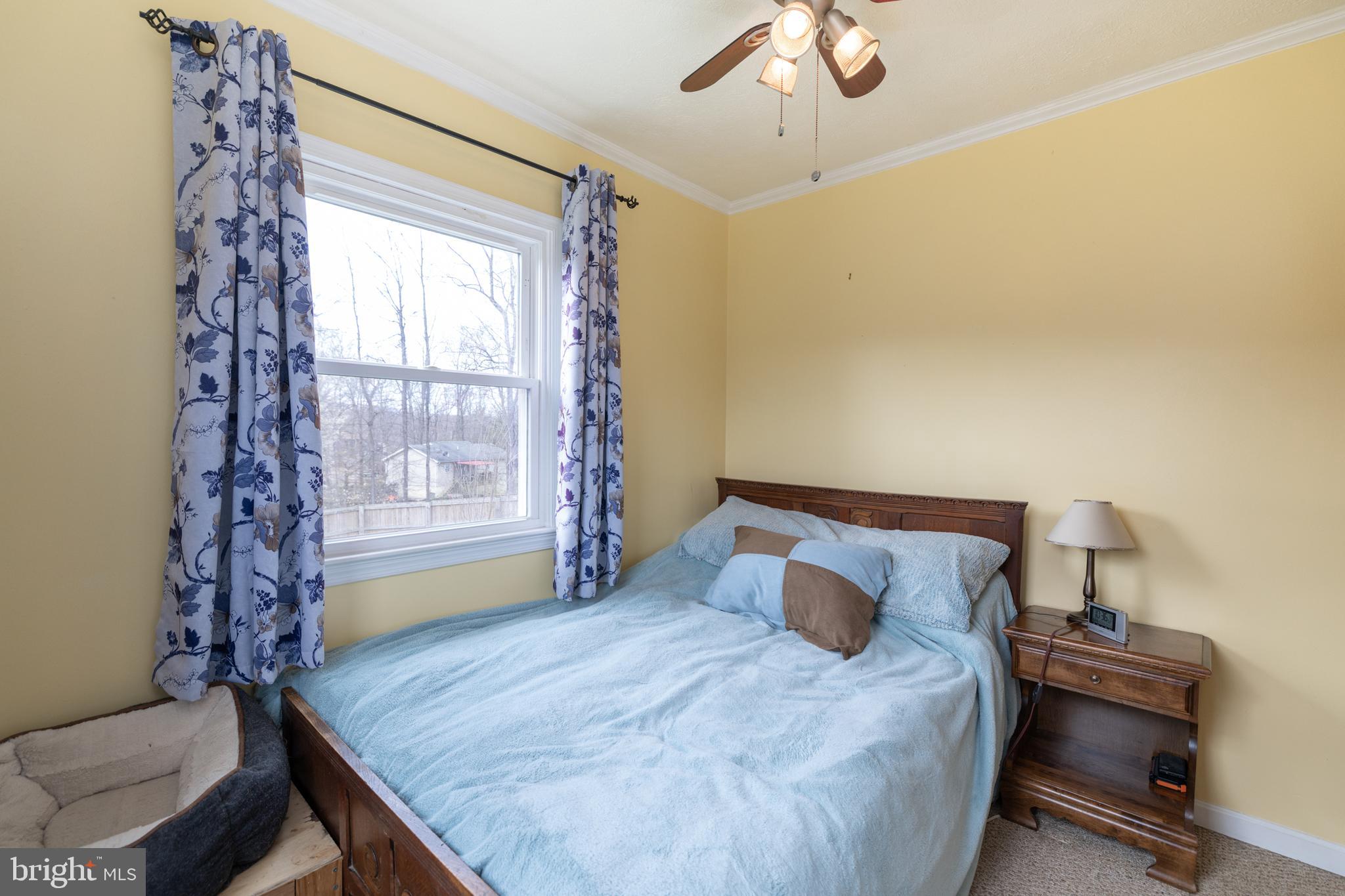411 Mountain Lake Drive Front Royal, VA 22630 - Photo 20 of 38 a bedroom with a bed and a chandelier