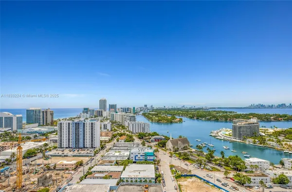 a view of a city and ocean view