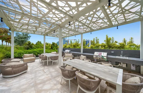 a outdoor living space with furniture and garden view