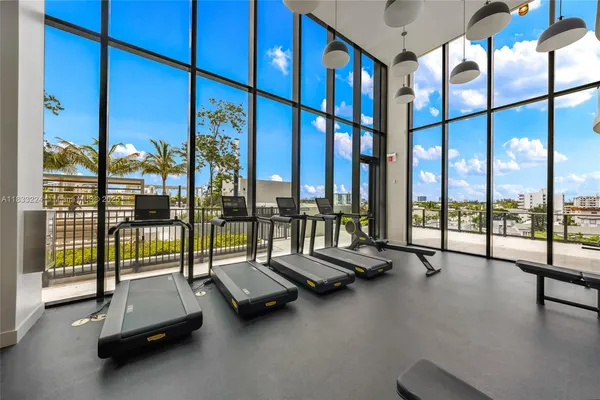 a room with gym equipment