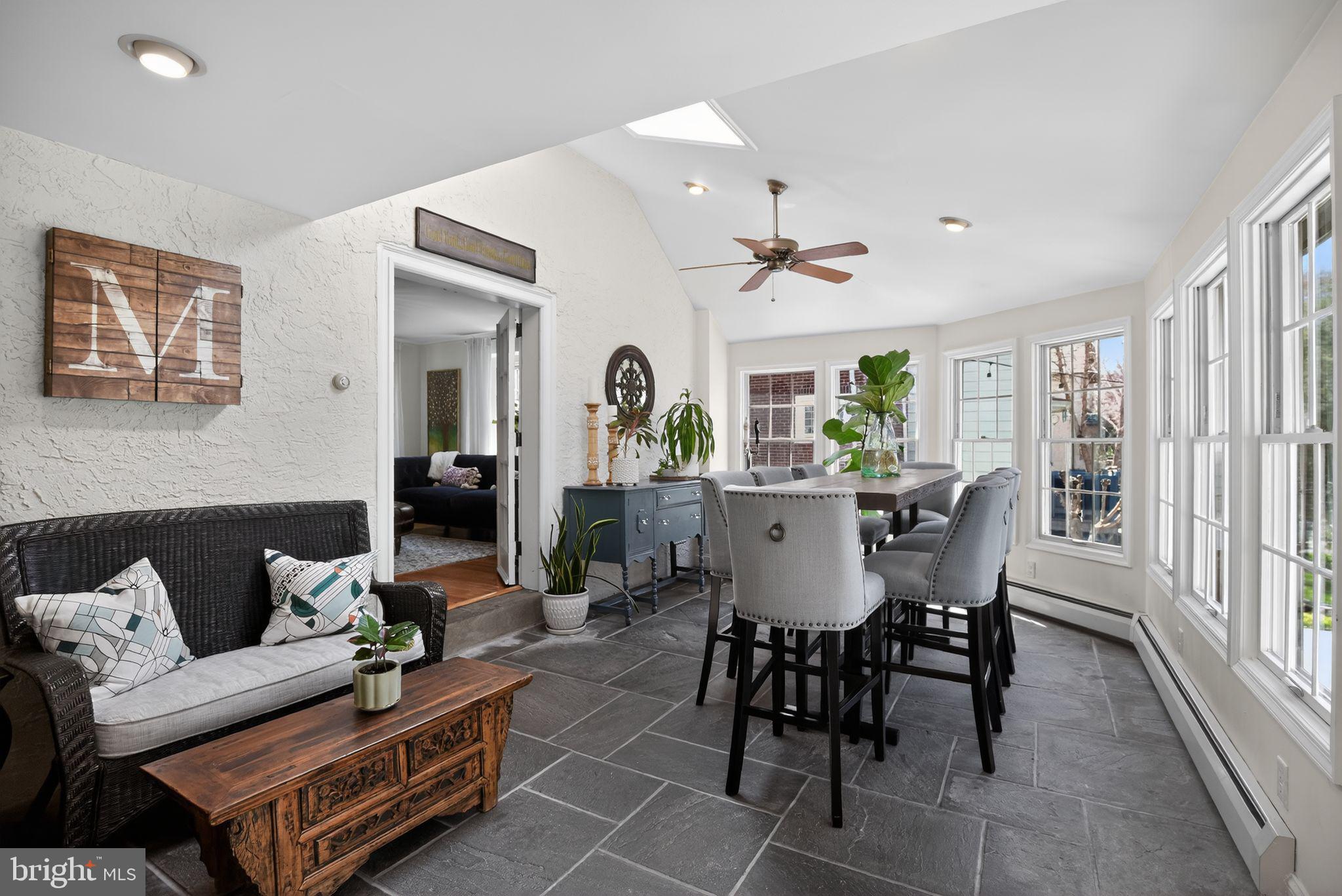 113 Waverly Road Wyncote, PA 19095 - Photo 14 of 38 Sunroom w/ vaulted ceiling and slate floor